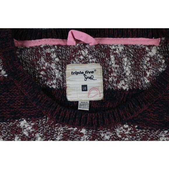 Triple Five Soul Womens Large Striped Sweater Knit Grunge Vintage - Picture 3 of 6